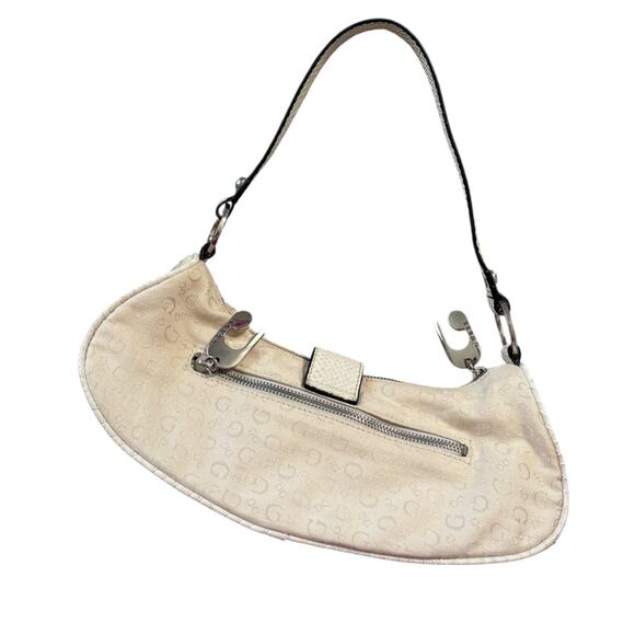 VTG Guess Y2K Cream Logo Faux Croc Patent Leather Shoulder Bag Studded EUC - Picture 9 of 13